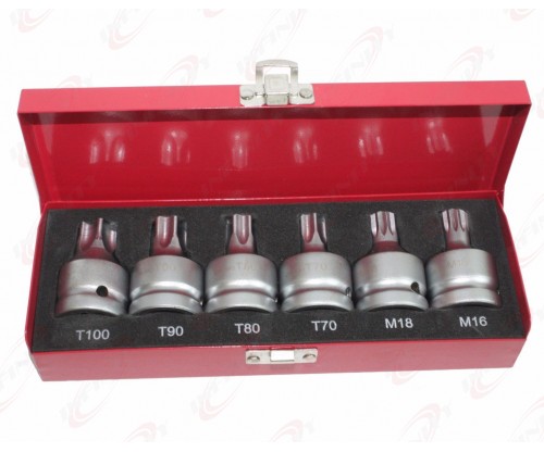 6 pcs 3/4" Dr. Spline and TamperProof Star Socket set T100 T90 T80 T70 M18 M16